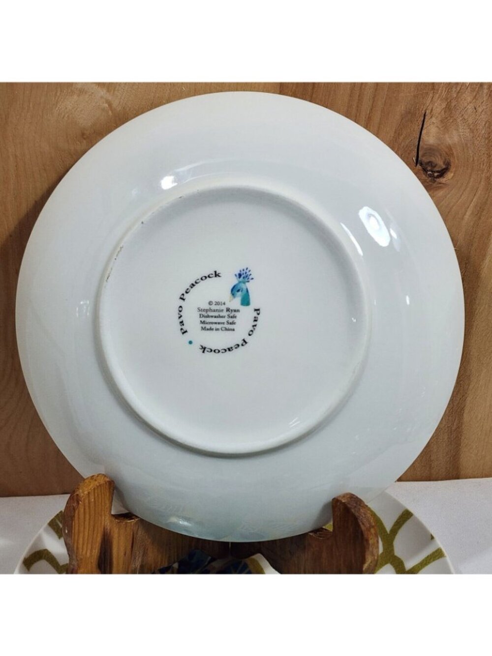 Stephanie Ryan Pavo Peacock Salad Plate 8" Ceramic Dinnerware 2014 - Picture 4 of 9